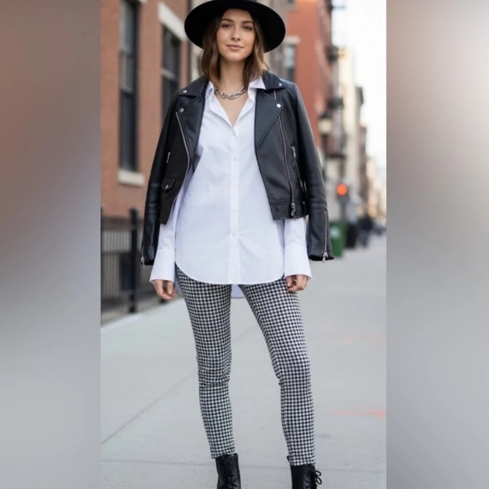 Urban Outfitters Black White Gingham Skinny Pants Punk Checkered Size 4